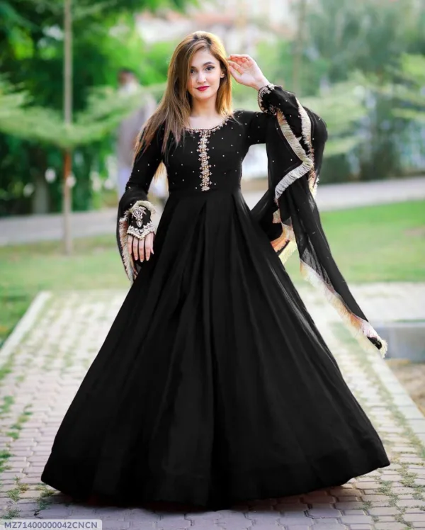 Black Embroidered Chiffon Maxi 3 Piece Black Embroidered Chiffon Maxi 3 Piece