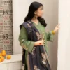 Green Embroidered 3 Pcs Unstitched Suit