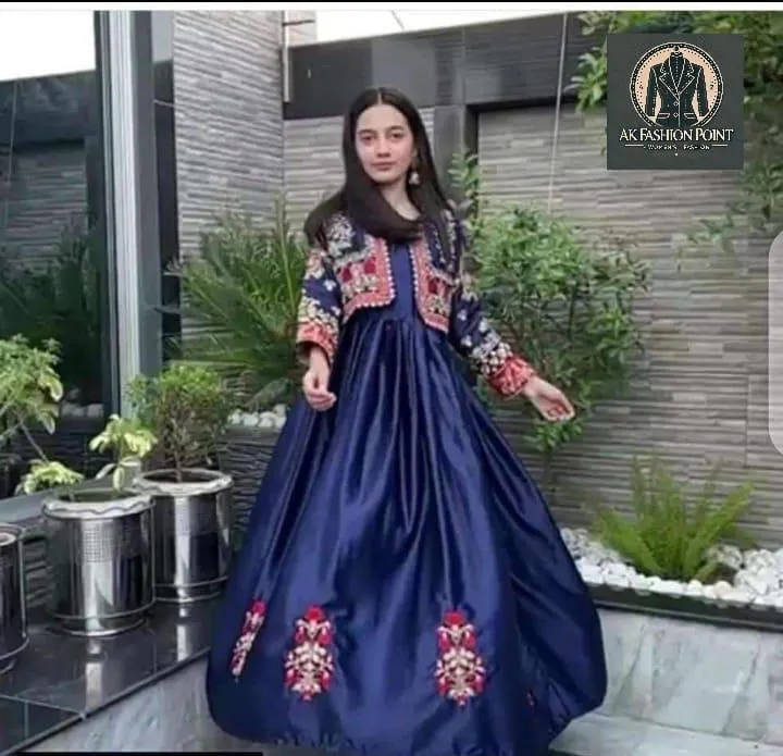 Silk Handwork Maxi Jacket Set 2Pc