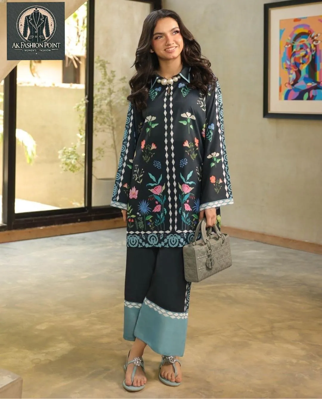 Swiss Lawn 2PC Printed Suit Black