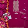 Women's Embroidered Dhanak Suit 3PC Pink