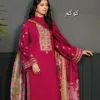 Women's Embroidered Dhanak Suit 3PC Pink